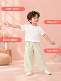 Boys Cotton Wide-Leg Pants – Comfortable Elastic Waist Casual Trousers