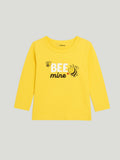 Kidbea Unisex Cotton Nightwear Set for Kids | Cute Bee Print & Full Sleeves Top | Yellow