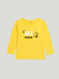 Unisex Cotton Nightwear Set for Kids | Cute Bee Print & Full Sleeves Top | Yellow