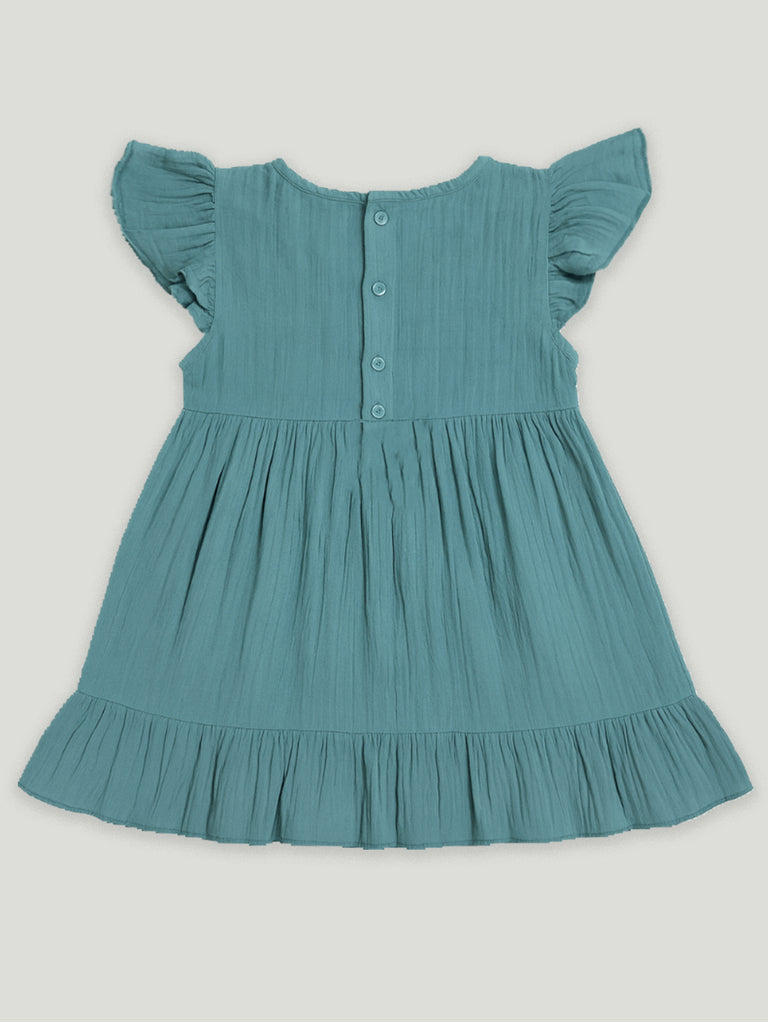 Light Linen Charming Teal Frock | Elegant & Comfortable