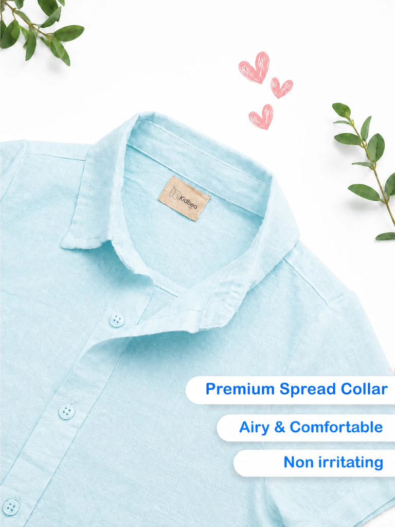 Boys Linen Cotton Pastel Blue Shirt