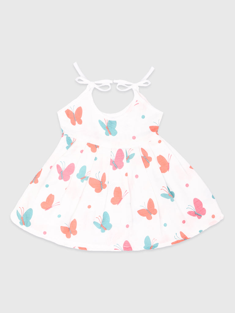 Kidbea Extra Soft Muslin Cotton Frock Cloth for Baby Girl | Pack of 3 | Rainbow, Mickey and Butterfly Print (Prints May Vary)
