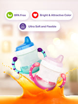 Baby Sipper Cup – Pink (Pack of 2) | BPA-Free, Soft Spout, Leak-Proof, Dual Handles, 200ML