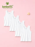 BambooTEC™ Bamboo Kids Vest Pack of 4 – White Sleeveless Vests