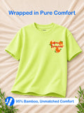 Bamboo Fabric Girls Half Sleeve T-Shirt Pack of 2 – Donut & Tangerine Graphic Print Soft Summer Tee Set