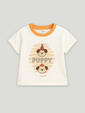 Kidbea Unisex Dungaree Set in Orange – Bright Puppy Themed Overalls with Cozy T-Shirt for Babies