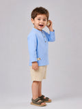 Light Organic Cotton Sky Blue Shirt & Beige Shorts Co-ord Set