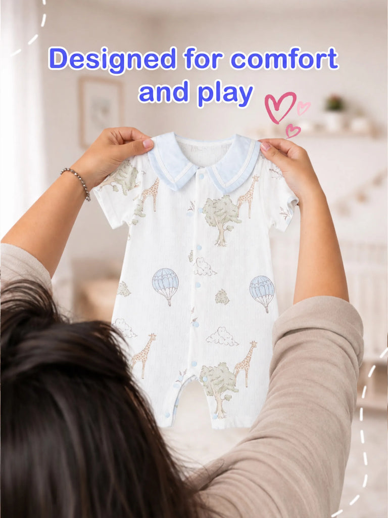 BambooTEC™ Unisex Bamboo Fabric Giraffe Print Romper