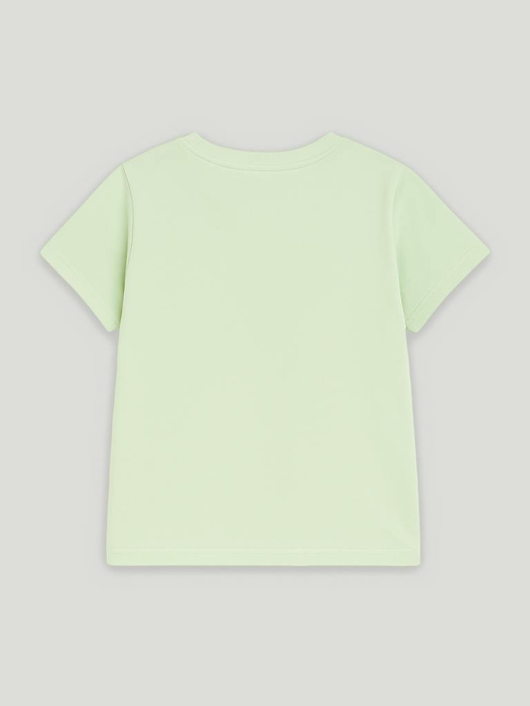 Kidbea Girls Cotton T-Shirt | Cute Hello Kitty Cartoon Print | Soft & Breathable | Casual Summer Wear for Toddlers & Kids Green