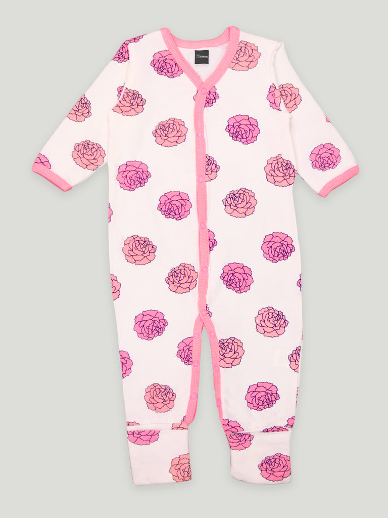 Kidbea 100% Organic cotton Pack of 2 full Buttons romper | Pizza | Flower