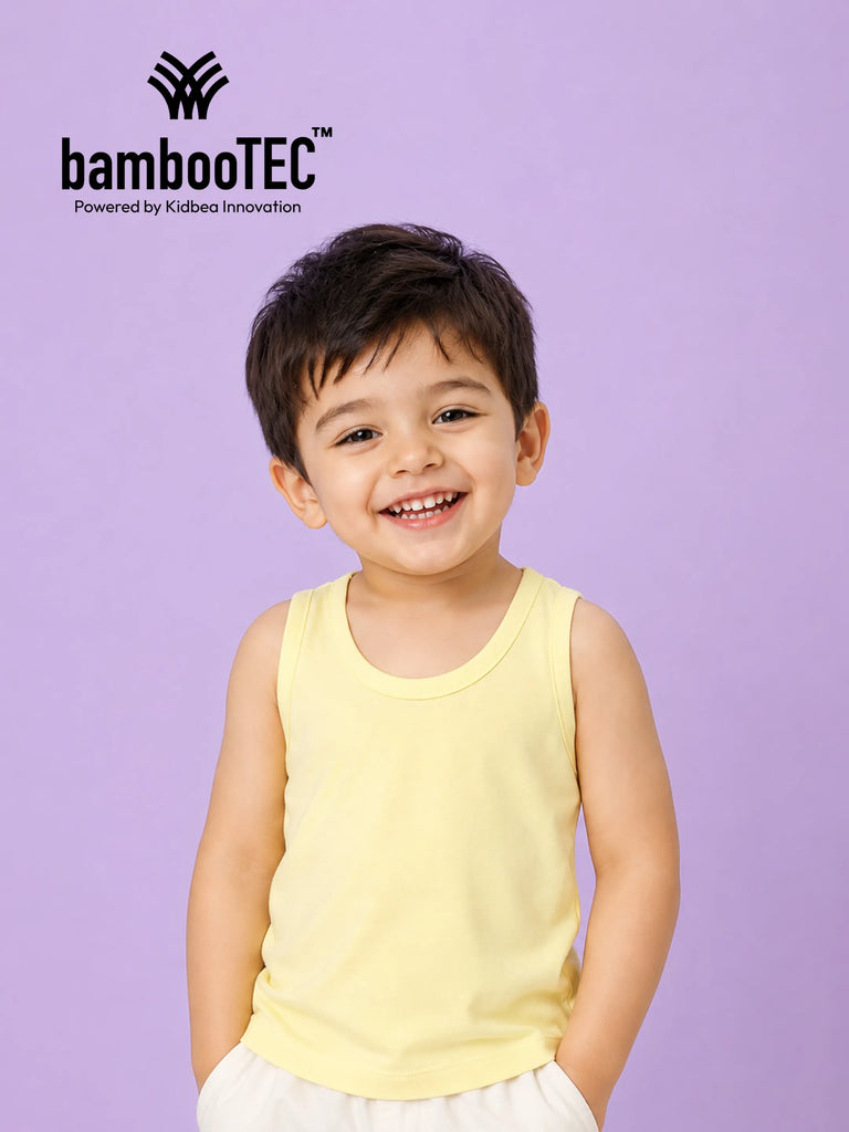 BambooTEC™ Bamboo Kids Vest Pack of 3 – Yellow Sleeveless Vests