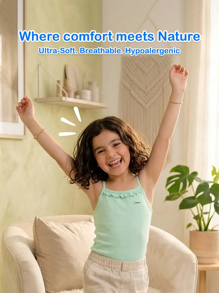 Bamboo Camisole for Kids Pack of 3 (Peach & Olive Green & Mint Green) – Soft, Breathable & innerwear