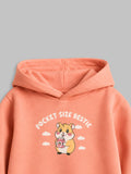 Unisex Peach Hoodie – Pocket Size Bestie Hamster Print Sweatshirt