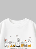 Unisex White Sweatshirt – Meow Cat Print Full-Sleeve Sweatshirt