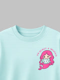 Girls Light Organic Cotton Aqua Blue Mermaid Print T-Shirt