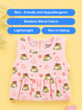 BambooTEC™ Bamboo Muslin Baby Frock – Frog & Floral Print, Soft & Breathable Dress