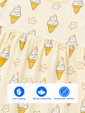 BambooTEC™ Bamboo Muslin Baby Frock – Ice Cream & Star Print, Soft & Breathable Dress