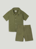 Light  Organic cotton  Shirt & Pant Dark Green Co-ord Set