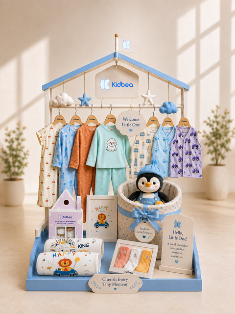 Sweetest Beginning New Born - Premium Customizable Baby Gift Hamper – Rompers, Co-ord Sets, Jhablas, Bamboo Blankets & More