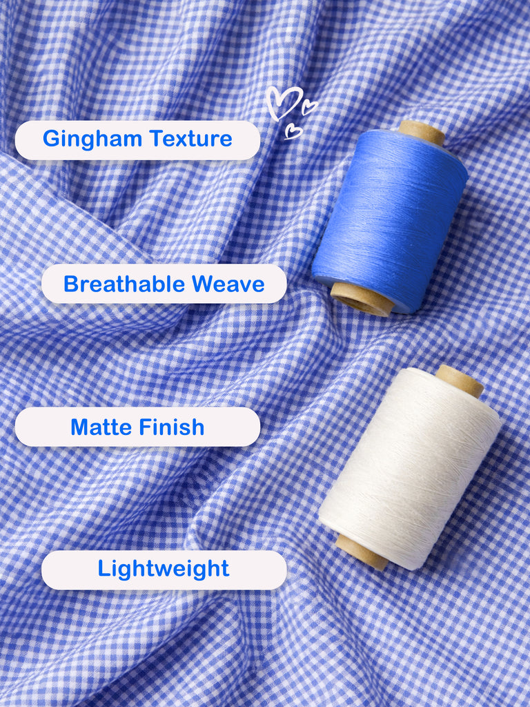 Blue & White Cotton Checked A-Line Dress | Soft Sleeveless Summer Frock with Bow