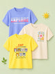 Bamboo Fabric Unisex Half Sleeve T-Shirt Pack of 3 – Explore, Blossom & Cat Mood Graphic Print Soft Tee Combo