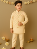 Kidbea Boys Kurta Pajama with Designer Nehru Jacket | Ethnic Wear Set for Festivals & Weddings | Pink
