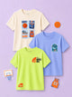 Bamboo Fabric Unisex Half Sleeve T-Shirt Pack of 3 – Basketball, Dunk & Be Happy Graphic Print Combo