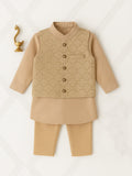 Kidbea Boys Kurta Pajama with Designer Nehru Jacket | Ethnic Wear Set for Festivals & Weddings | Coffee
