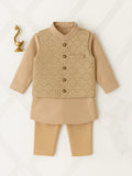Boys Kurta Pajama with Designer Nehru Jacket | Ethnic Wear Set for Festivals & Weddings | Coffee