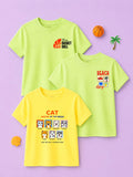 Bamboo Fabric Unisex Half Sleeve T-Shirt Pack of 3 – Basketball, Beach Boy & Cat Graphic Print Combo