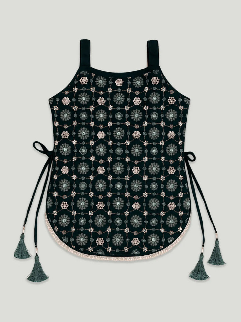 Girls Indian Salwar Kameez Set | Embroidered Kurti, salwar & Dupatta | Navy Blue