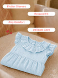 Light  Organic cotton  Sky Blue Girls Frock | Blue