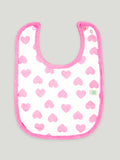Kidbea 100% Organic cotton Kids' Bibs Pack of 2, Pink Heart and Grey Strips