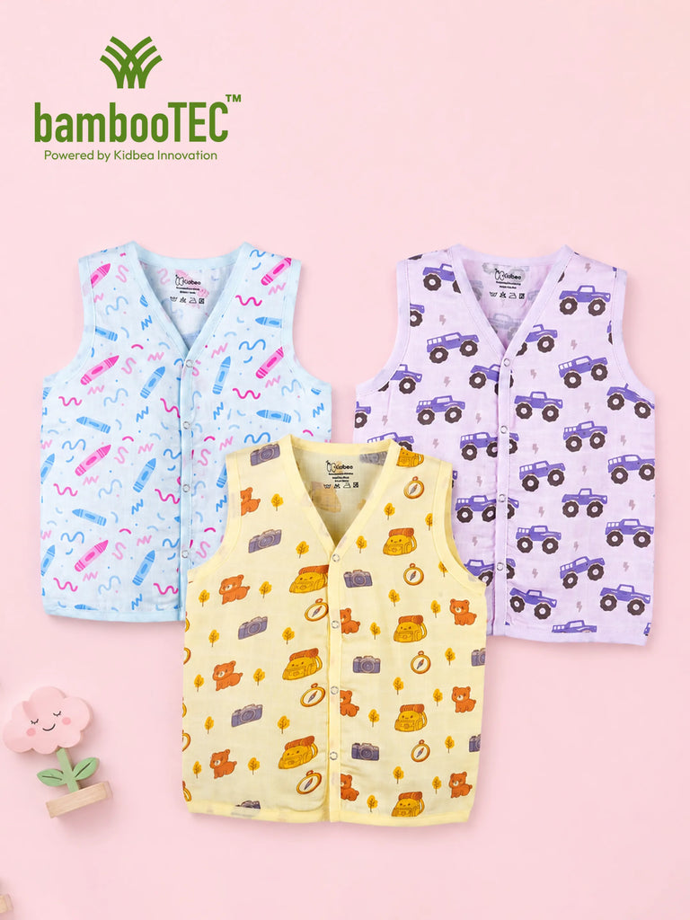 BambooTEC™ Baby Jhabla Pack of 3 – Crayon, Monster Truck & Travel Prints