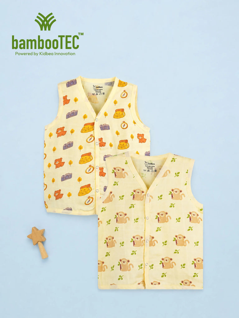BambooTEC™ Bamboo Muslin Baby Jhabla Pack of 2 – Adventure & Monkey Print