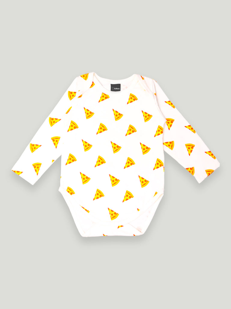 Kidbea 100% Organic cotton baby Pack of 2 onesies Unisex |  Pizza - Yellow and Dog- Blue