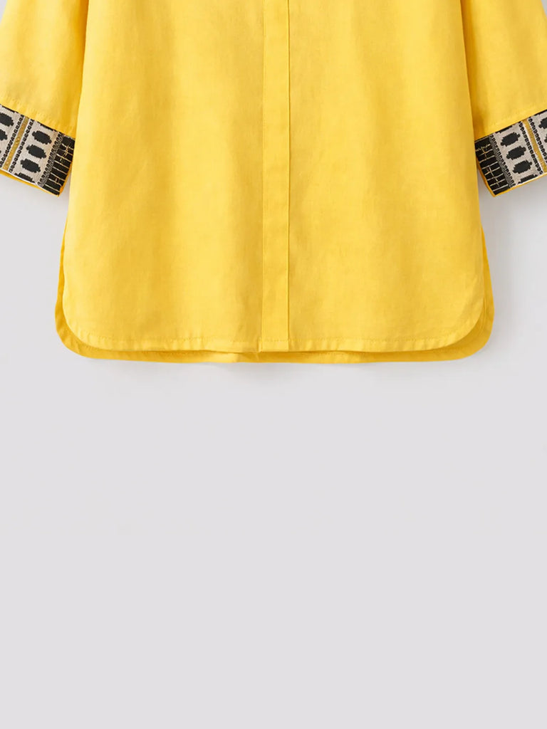 Girls Yellow Kurta Pant Set | Kids Festive Ethnic Outfit