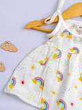 Extra Soft Muslin Baby Girls Frock Pack of 5 – Dinosaur, Butterfly, Car, Avocado & Rainbow Prints
