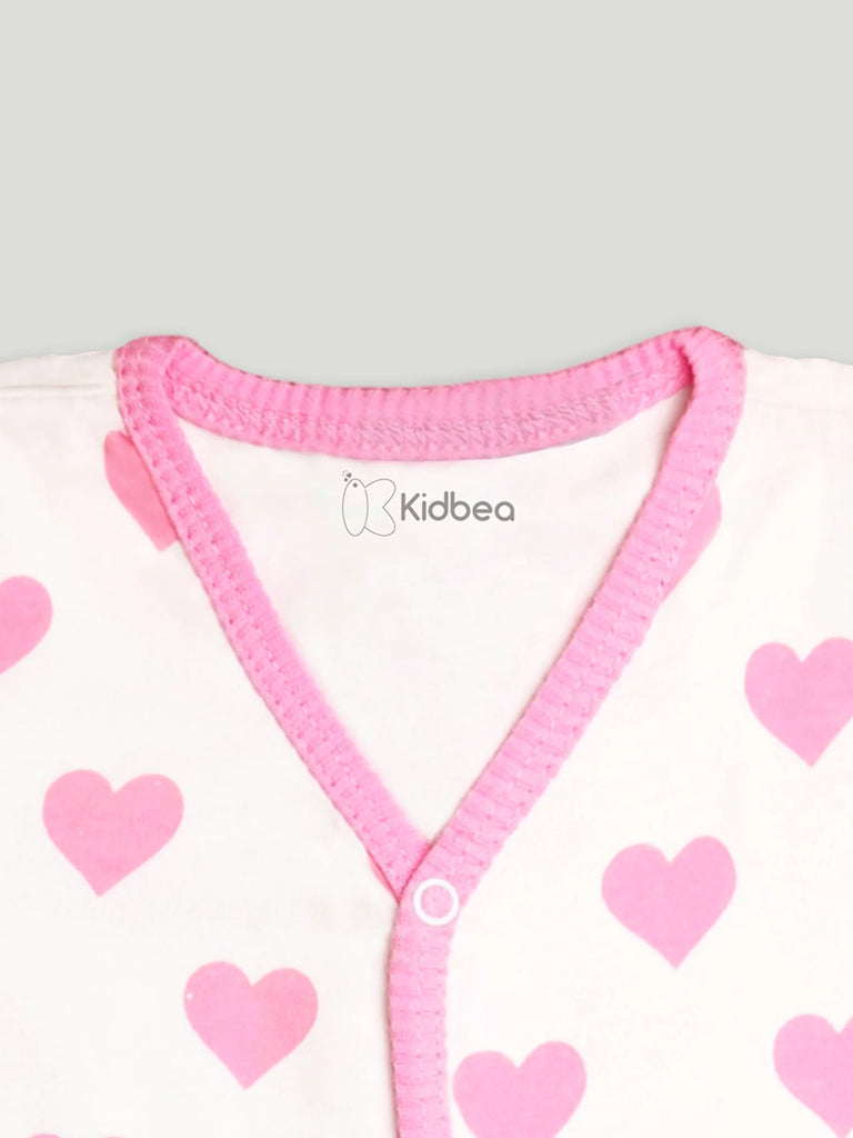 100% Organic Cotton Romper Pack – Heart & Star Designs, Pink & Black, Full Sleeves