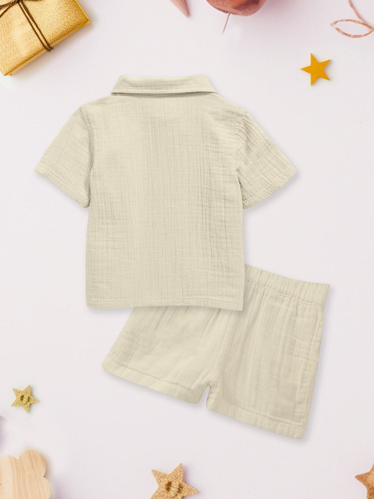 Light Linen Co-Ord Set Pack of 3 | Stylish & Comfortable Wear for Kids (Green, Rust & Off-White)