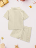 Light Linen Co-Ord Set Pack of 3 | Stylish & Comfortable Wear for Kids (Green, Rust & Off-White)
