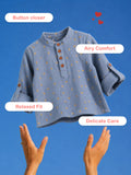 Organic Cotton Boys Mandarin Collar Full Sleeve Shirt - Sky Blue