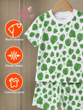 Organic Cotton Unisex Kids Co-ord Set – Soft Breathable Leaf Print T-Shirt & Shorts Set