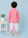 Boys Pink Kurta & White Dhoti Set – Traditional Festive Ethnic Wear