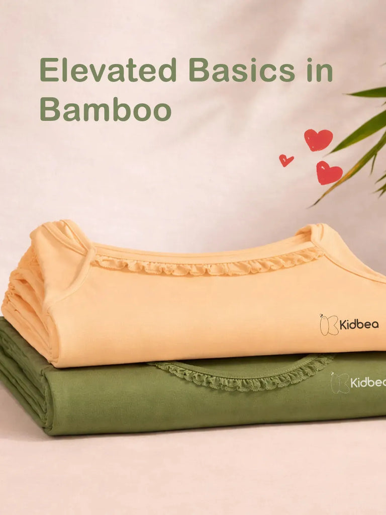 Bamboo Camisole for Kids Pack of 2 (Olive Green & Peach ) – Soft, Breathable & innerwear