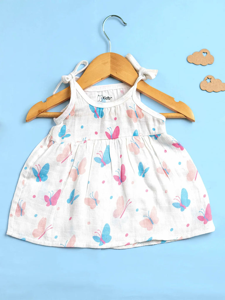 Extra Soft Muslin Baby Girls Frock Pack of 4 – Space, Rainbow, Butterfly & Car Prints