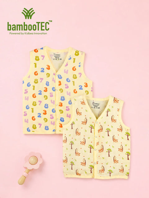 BambooTEC™ Bamboo Muslin Baby Jhabla Pack of 2 – Numbers & Giraffe Print