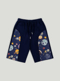 Kidbea Boys Space Theme Co-Ord Set | Cotton T-Shirt and Shorts for Kids | Blue