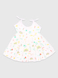 Kidbea Extra Soft Muslin Cotton Fabric Baby Girls Frock | Pack of 3 | Rainbow, Mickey and Space | Print May Vary
