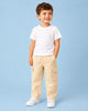 Unisex Light Beige Cotton Kids Cargo Pants – Comfortable Everyday Bottomwear